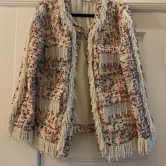 Faux pearl accented tweed jacket - Picture 4 of 5